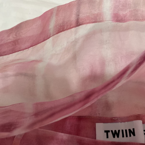 Super cute sheer pink tie dye checkered boot cut flare pants Y2K - Picture 3 of 4